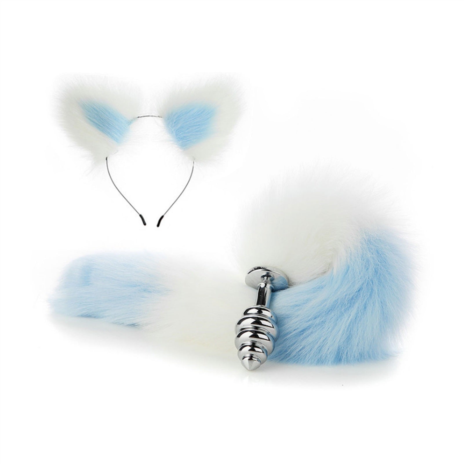 Faux fox tail anal plug ear hairpin set cosplay ad