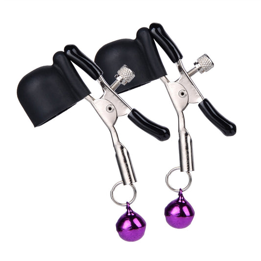 Adult Toy Black Metal Purple Bell Silicone Breast 