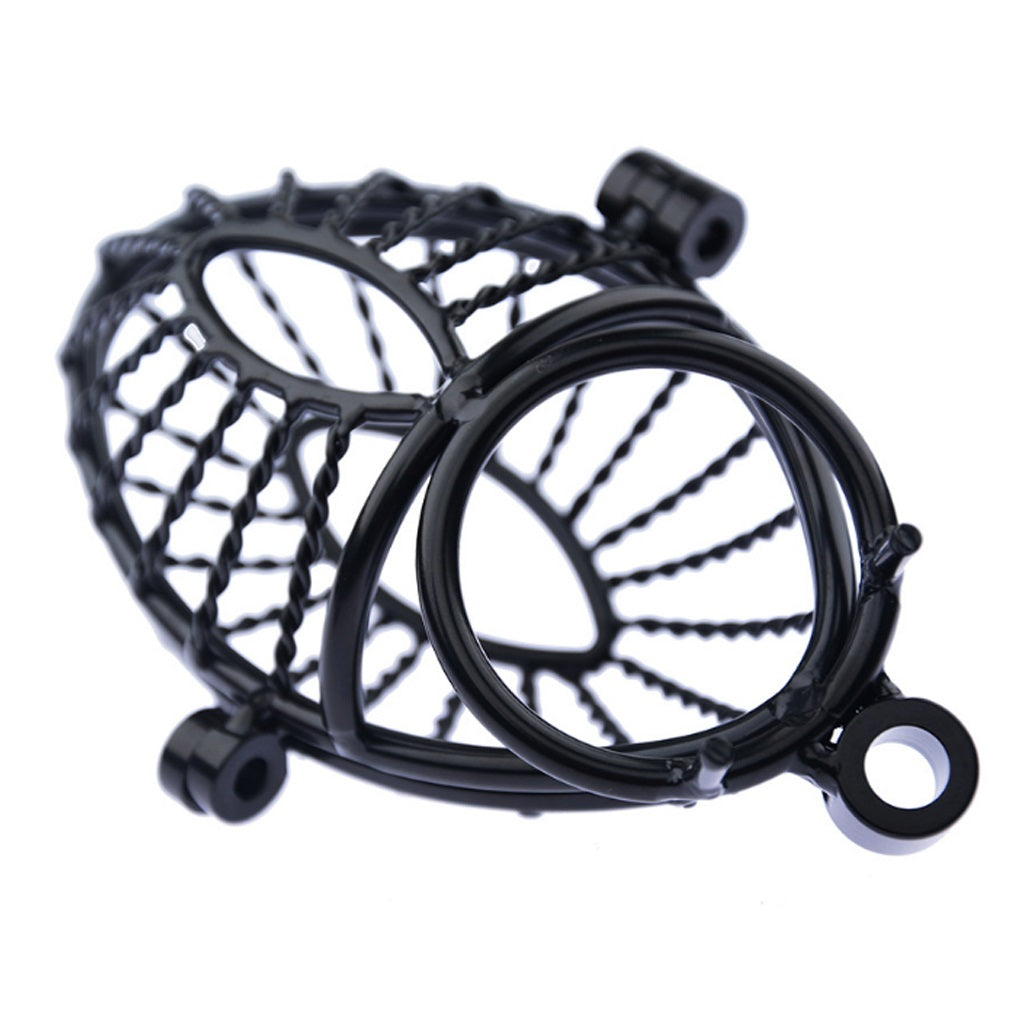 Male Metal Grid Hollow Black Protection Cage Chast