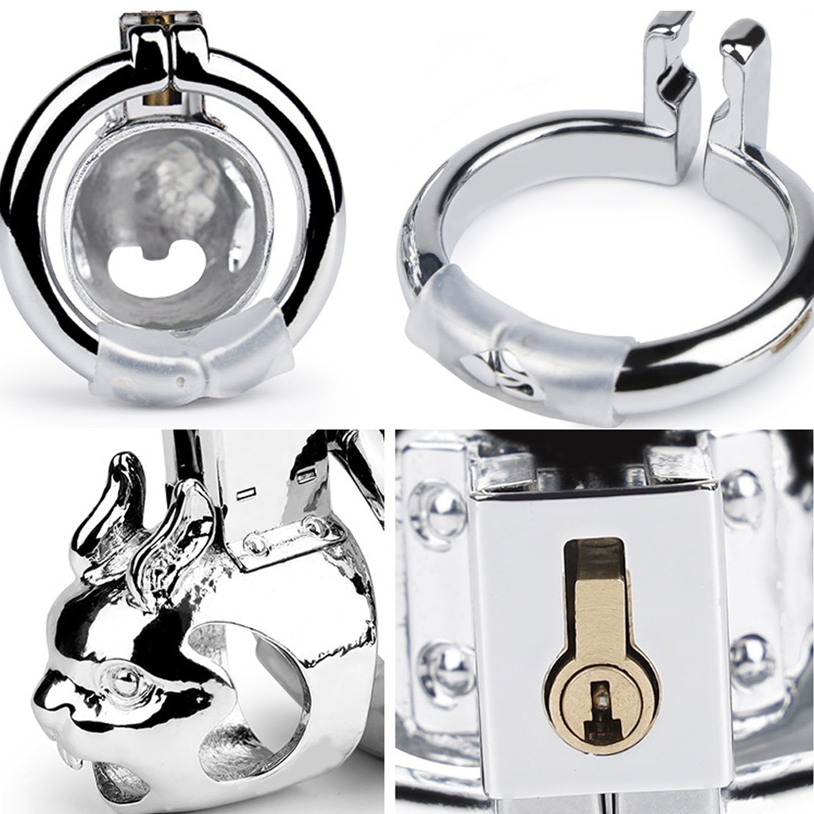 Stainless Steel Rabbit head Chastity lockHead Cage