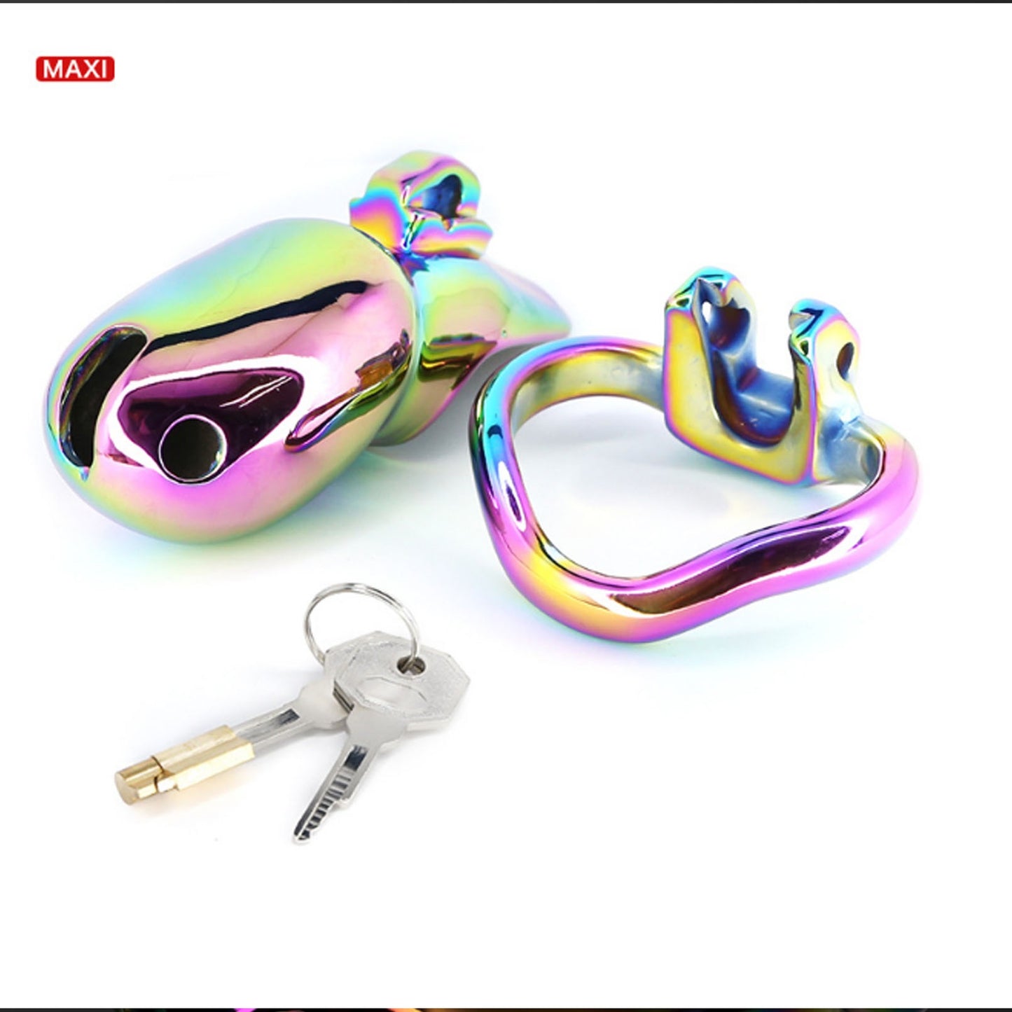 Rainbow colors Metal Chastity Lock Penis Protectio