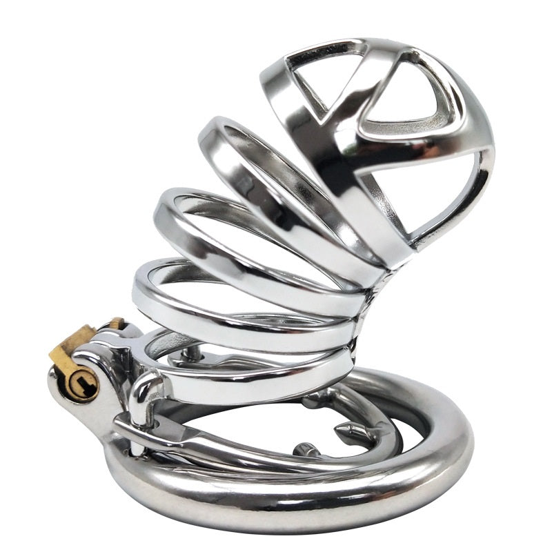 Male Chastity Device Cock Cage Steel Metal Silver 