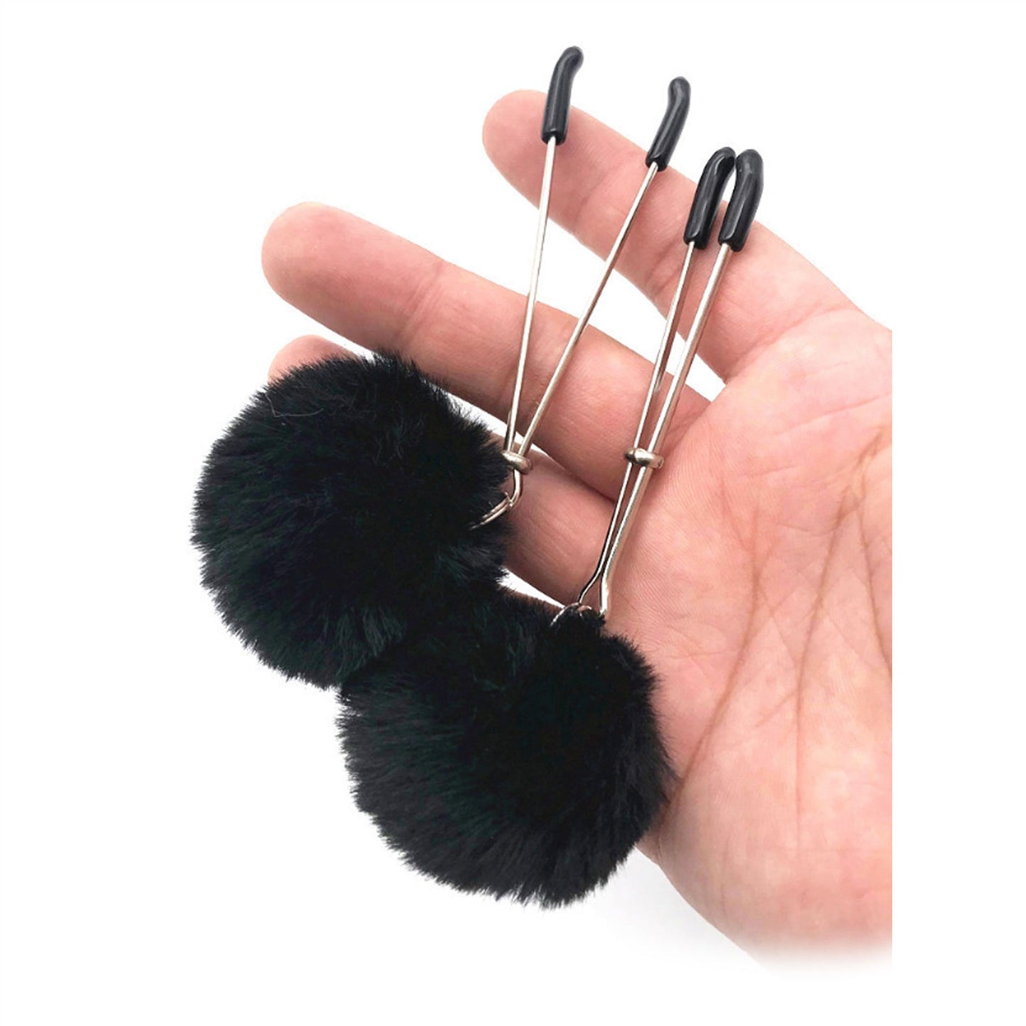 Black Fur Ball Milk Clip Metal Clip Nipple Clamps 