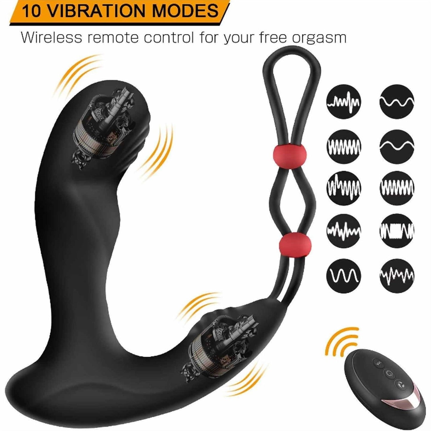 Male Prostate Massager Anal Vibrator with Penis Ri