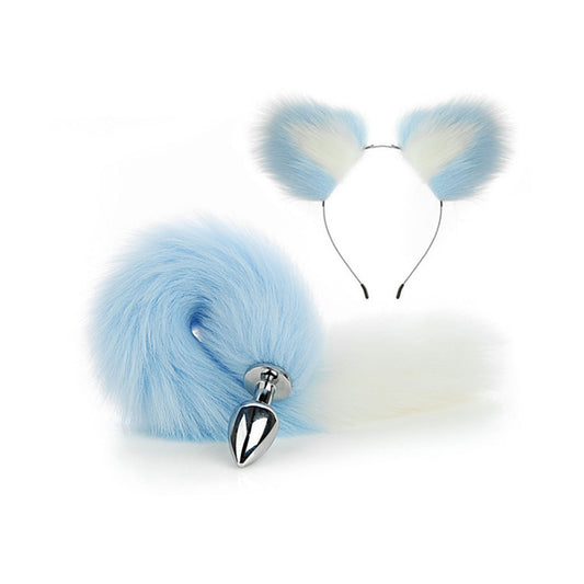 Faux fox tail anal plug ear hairpin set cosplay ad