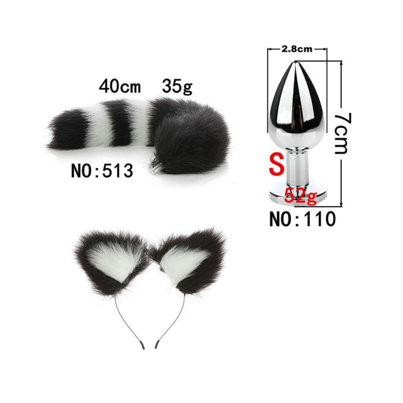 Removable Imitation Fox Tail Cat Ear Shell Two-pie