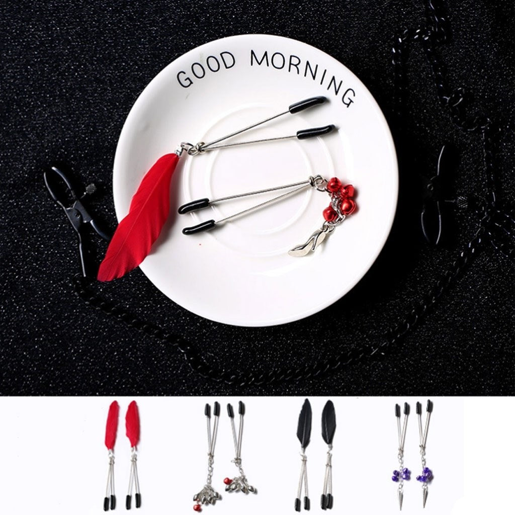 A Red Feather Pendant Nipple Clamps Clit Clamp For