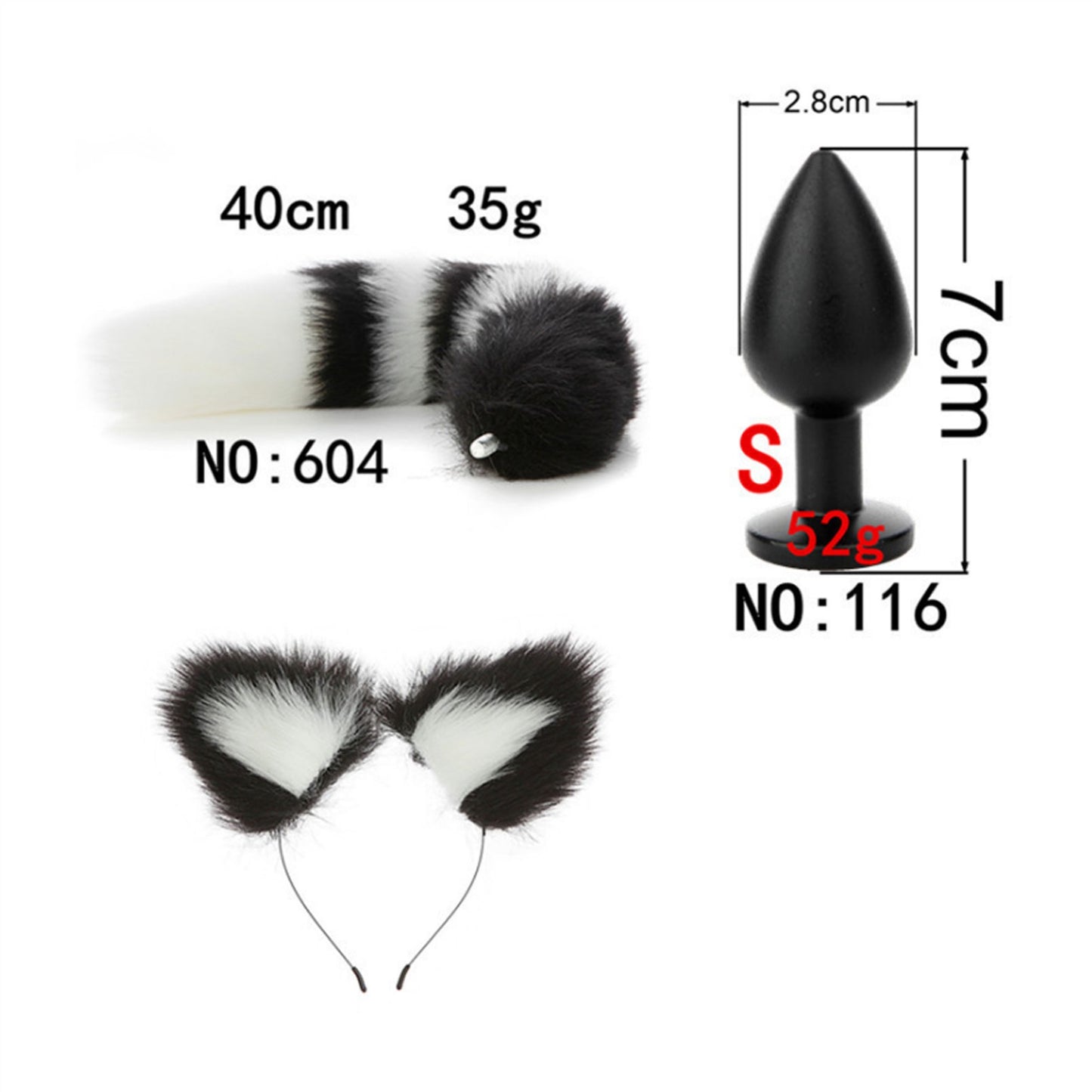 Faux fox tail anal plug ear hairpin set cosplay ad