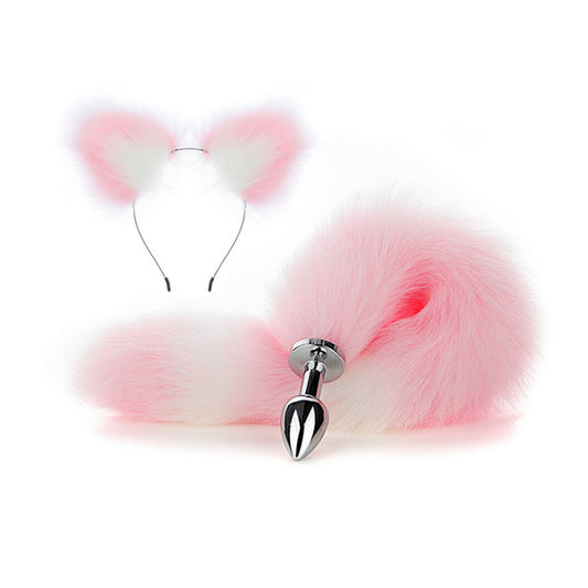 Faux fox tail anal plug ear hairpin set cosplay ad