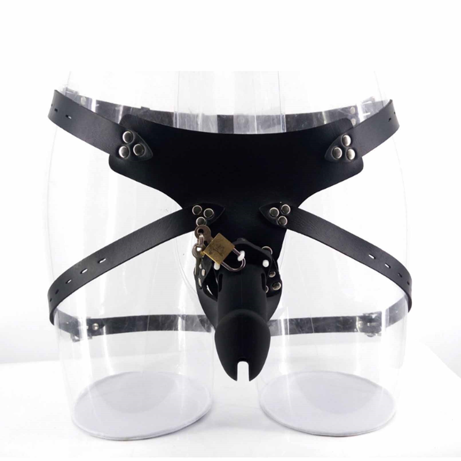 Women's Underwear Bound Chastity Belt PU Leather U