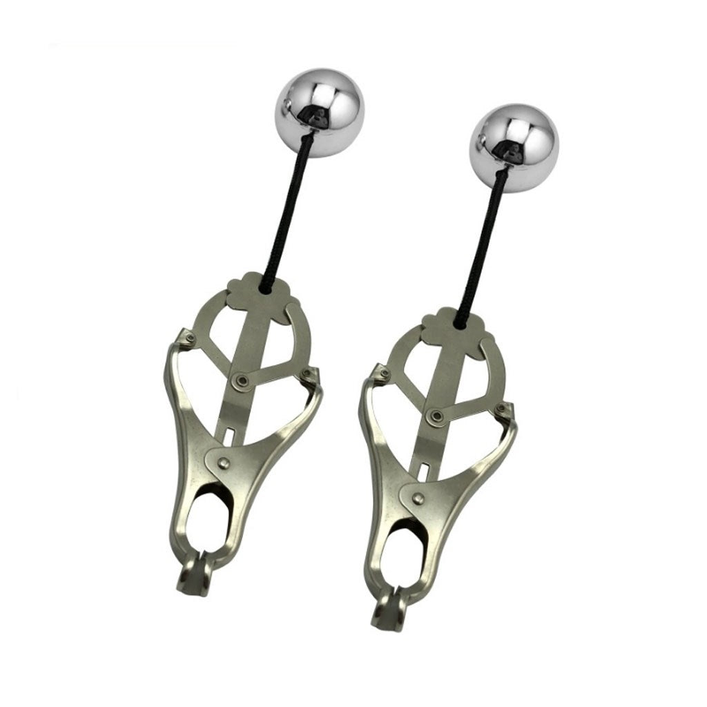 Unisex Stainless Steel Nipple Clamps With Ball Adu