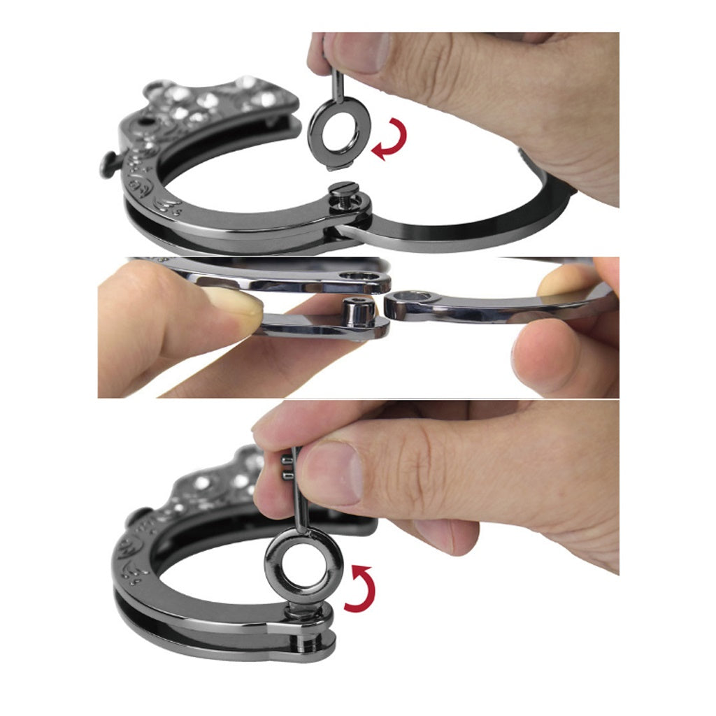 Gun Color Metal Handcuffs With Drill Cosplay Of Po