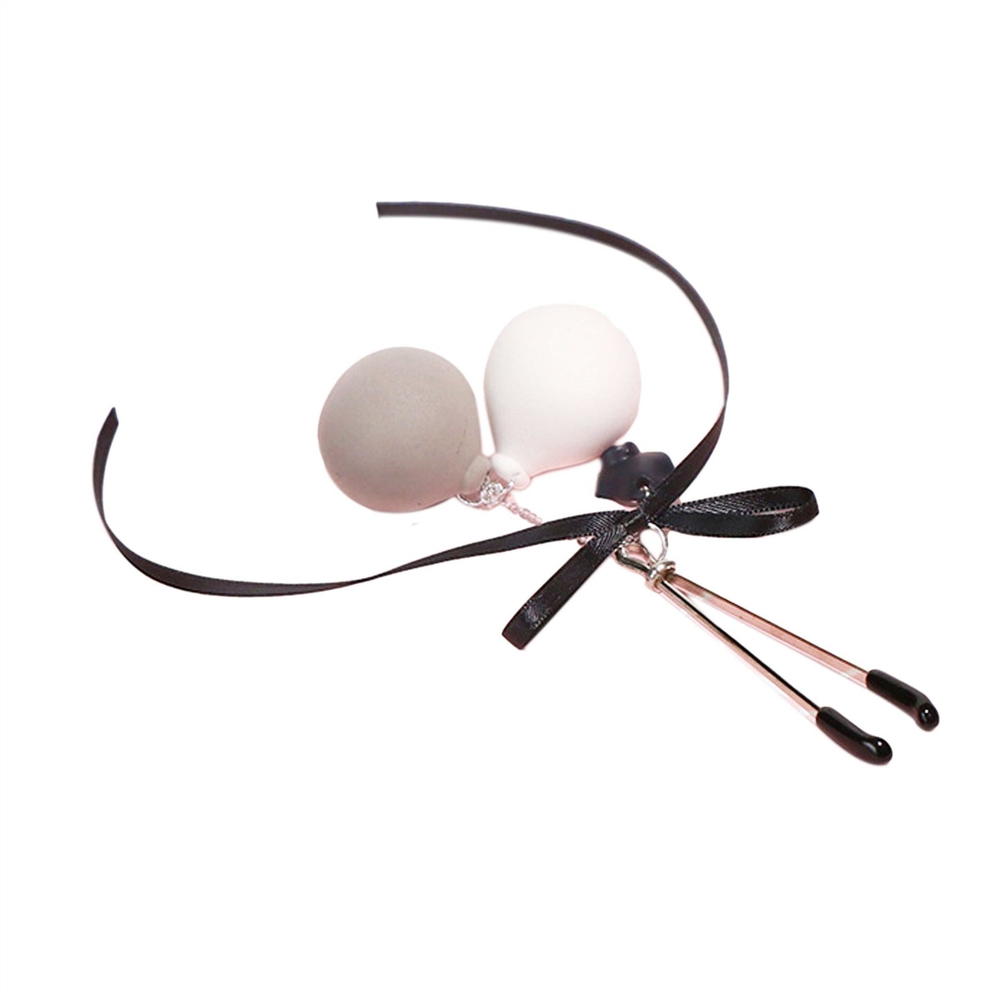 Bubble Ball Off-white Bell Metal Clip Nipple Clamp