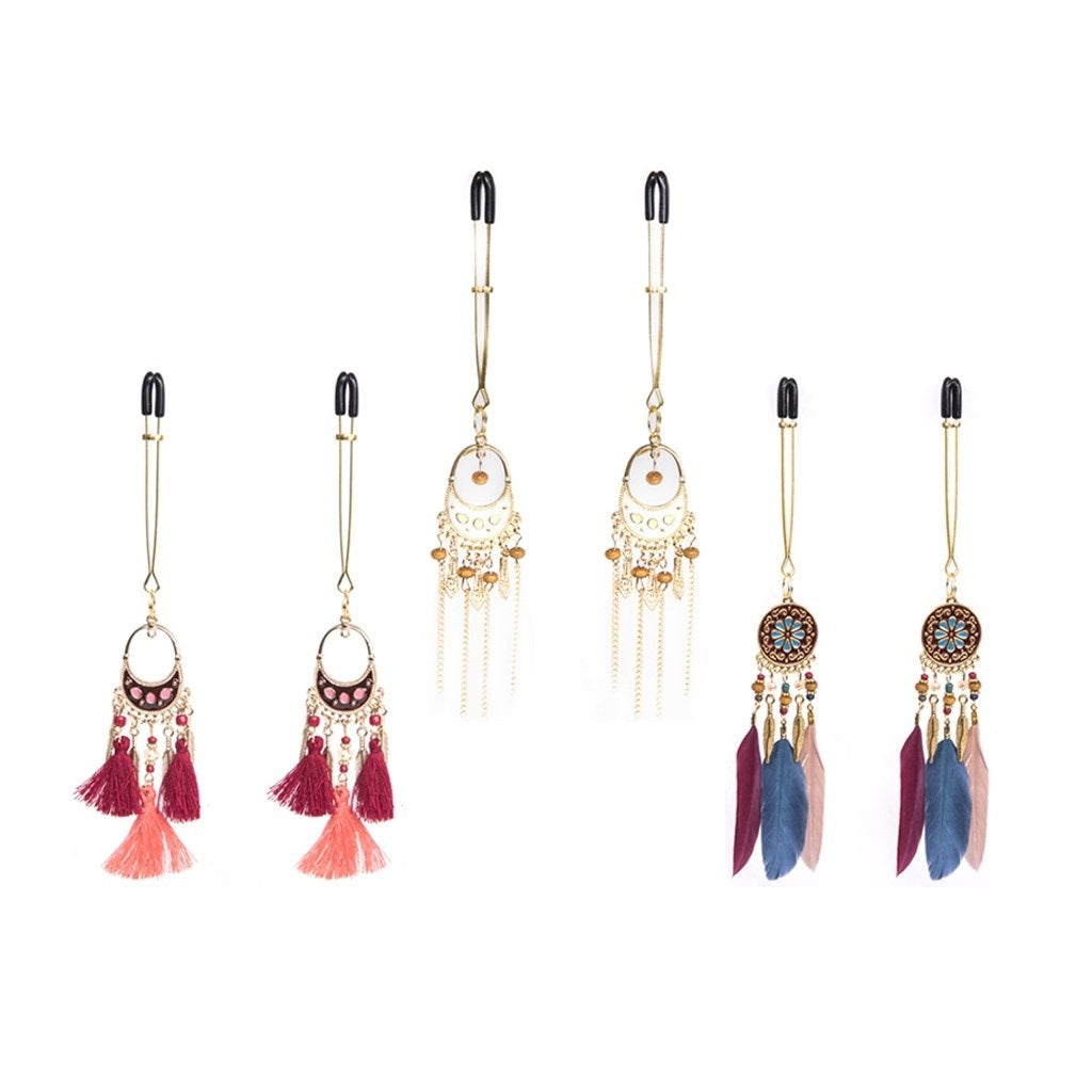 3 Kind Styles Metal Tassels Pendant Nipple Clamps 