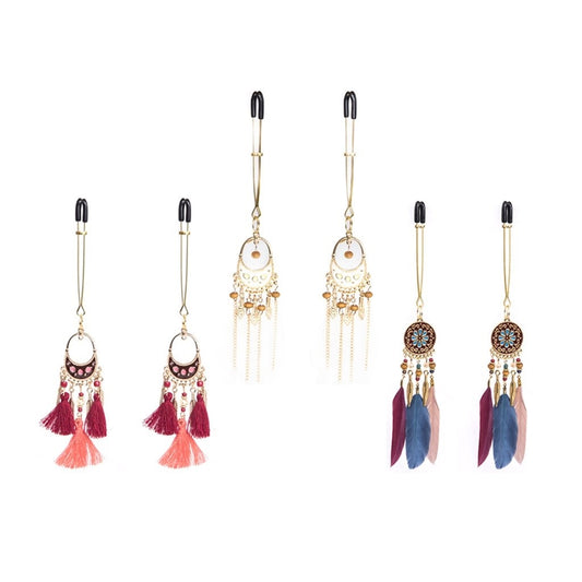 3 Kind Styles Metal Tassels Pendant Nipple Clamps 