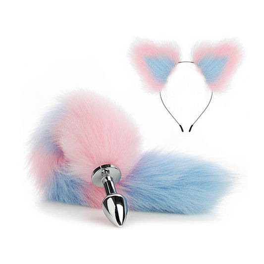 Faux fox tail anal plug ear hairpin set cosplay ad