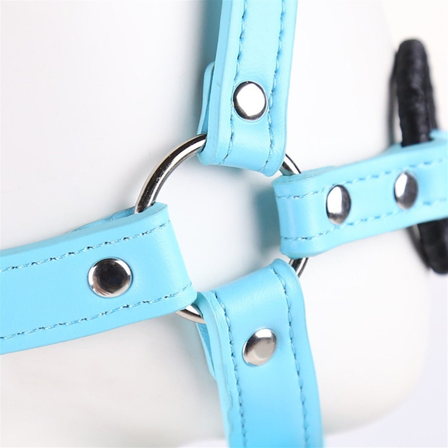 Blue Adjustable Belt Bound Sex Toys Mouth Plugs Sl