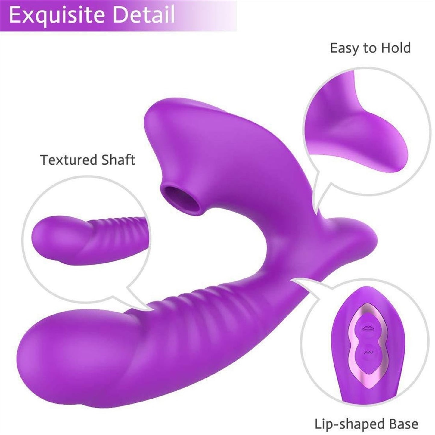 10 Frequency Silicone Vibration Dildo 2 In 1 Sucki