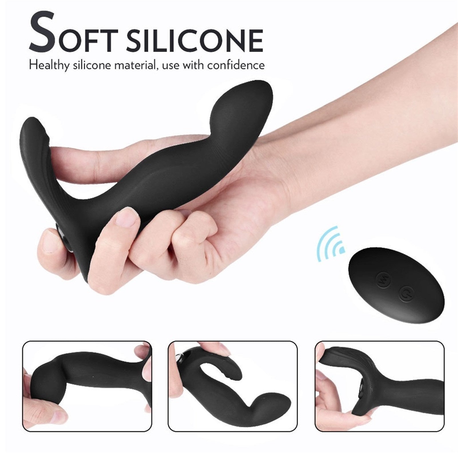 9 Modes Black Soft Silicone Wireless Remote G-SPOT