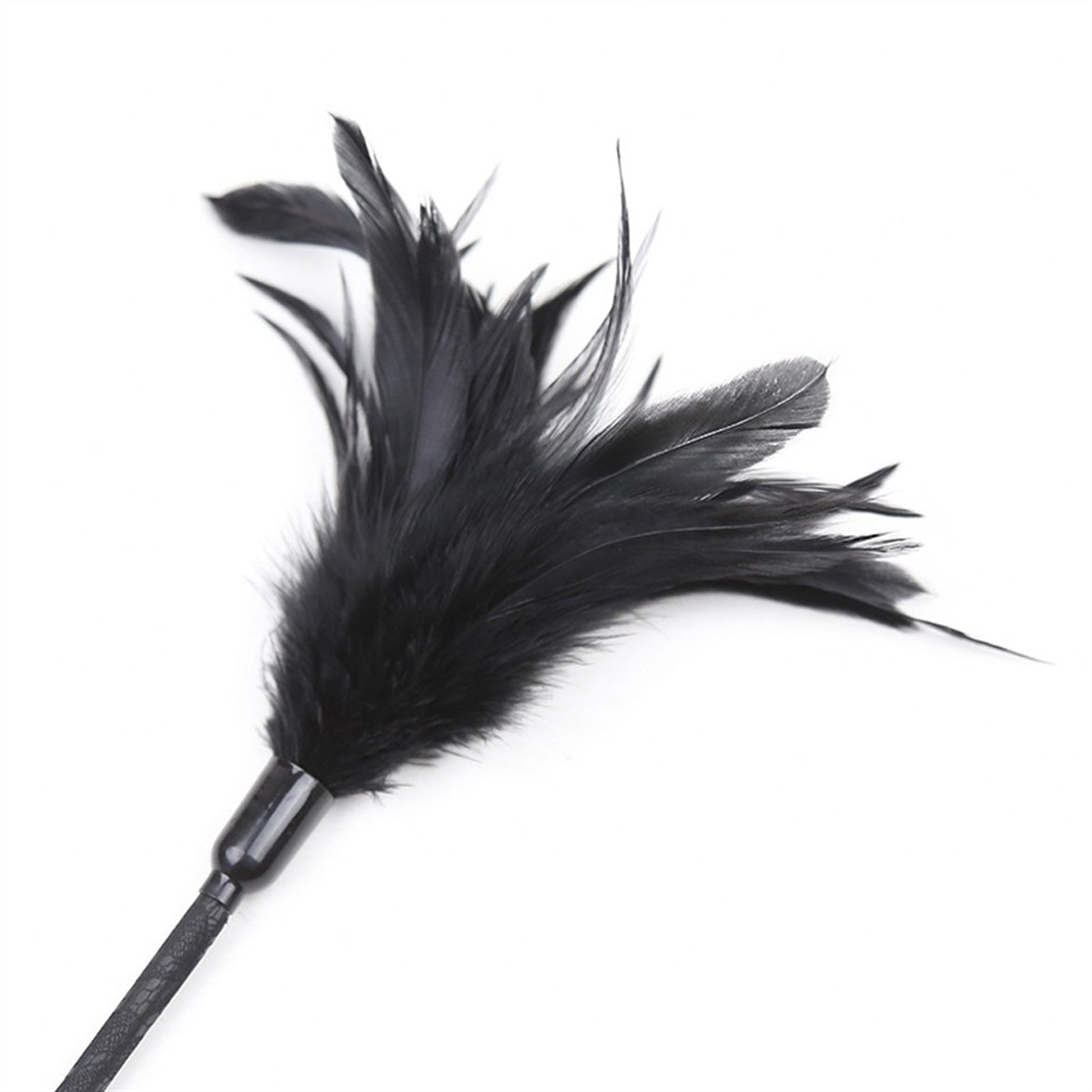 Black Feather Lace Tease Stick Horse Crop Stick Co