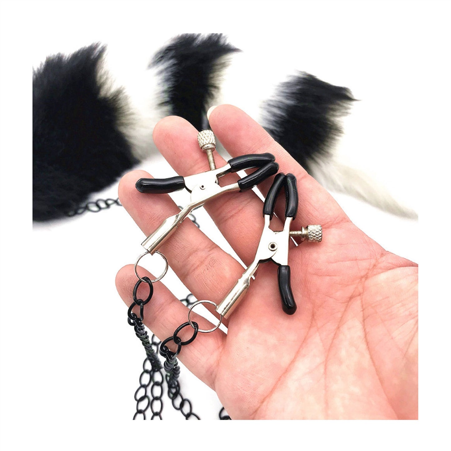 Long Chain Tail Metal Clip Nipple Clamps With Scre