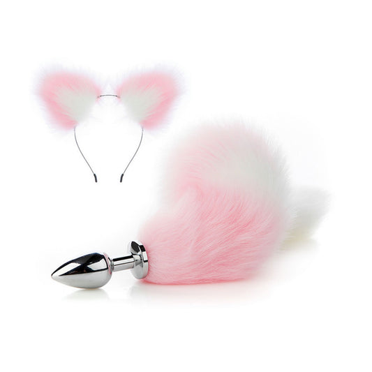 Faux fox tail anal plug ear hairpin set cosplay ad