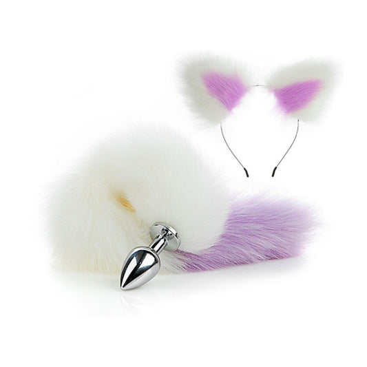 Faux fox tail anal plug ear hairpin set cosplay ad