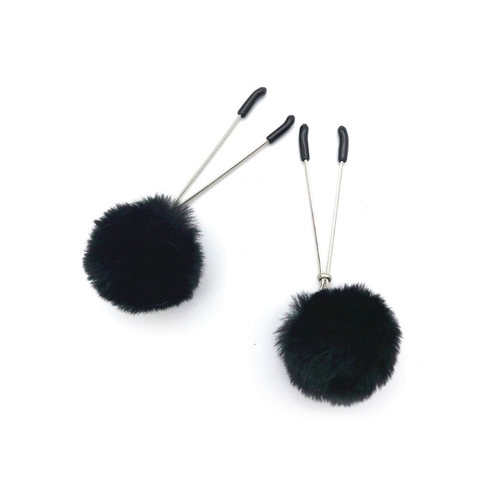 Black Fur Ball Milk Clip Metal Clip Nipple Clamps 