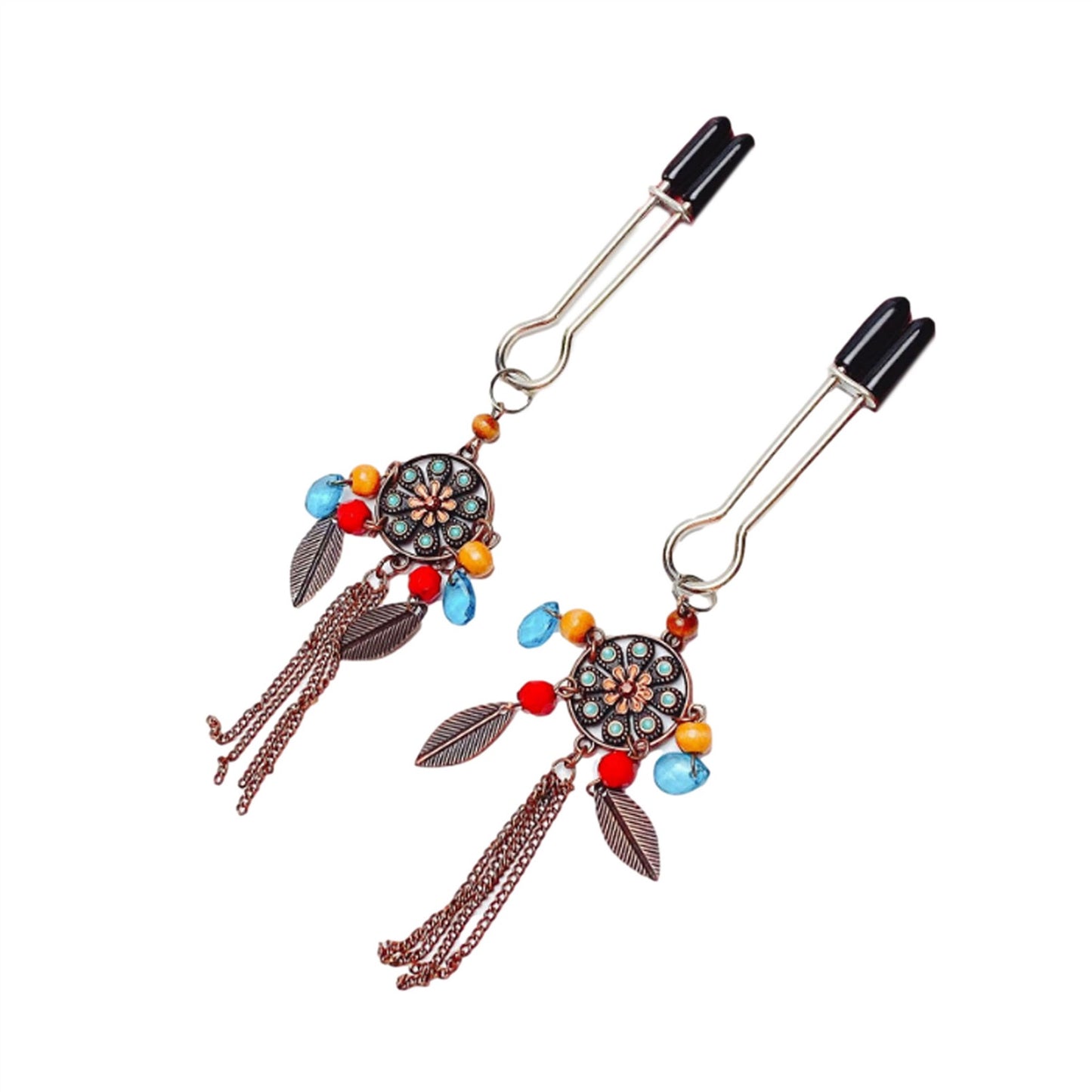 Tassel Leaves Metal Tassels Pendant Nipple Clamps 