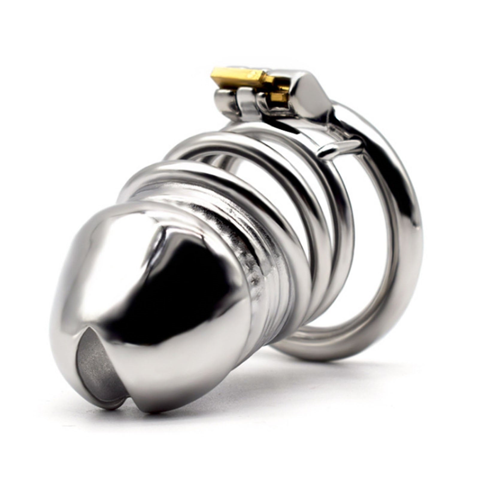 SM Stainless  Chastity Lock With Catheter For Men 