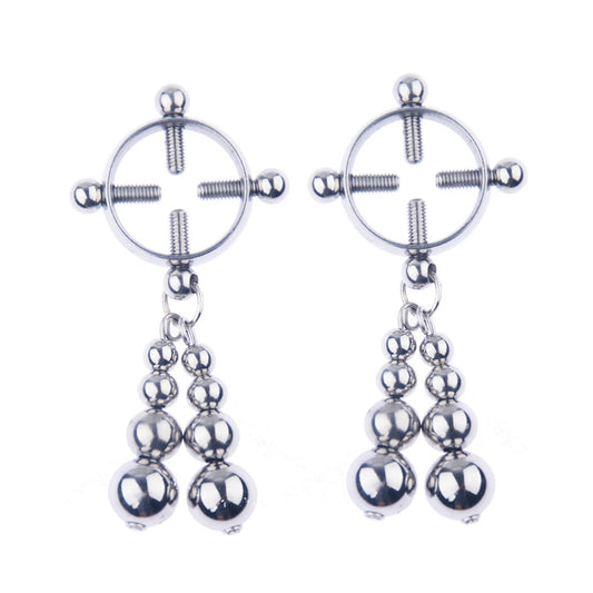 Steel Ball Cross Metal Tassels Pendant Nipple Clam