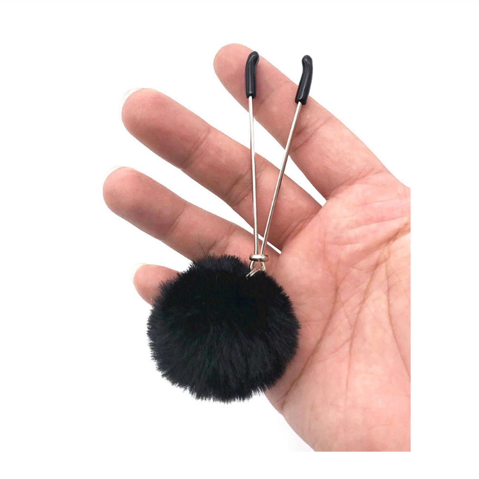 Black Fur Ball Milk Clip Metal Clip Nipple Clamps 