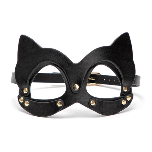 Adult Products PU leather Cat Face Head Mask Open 