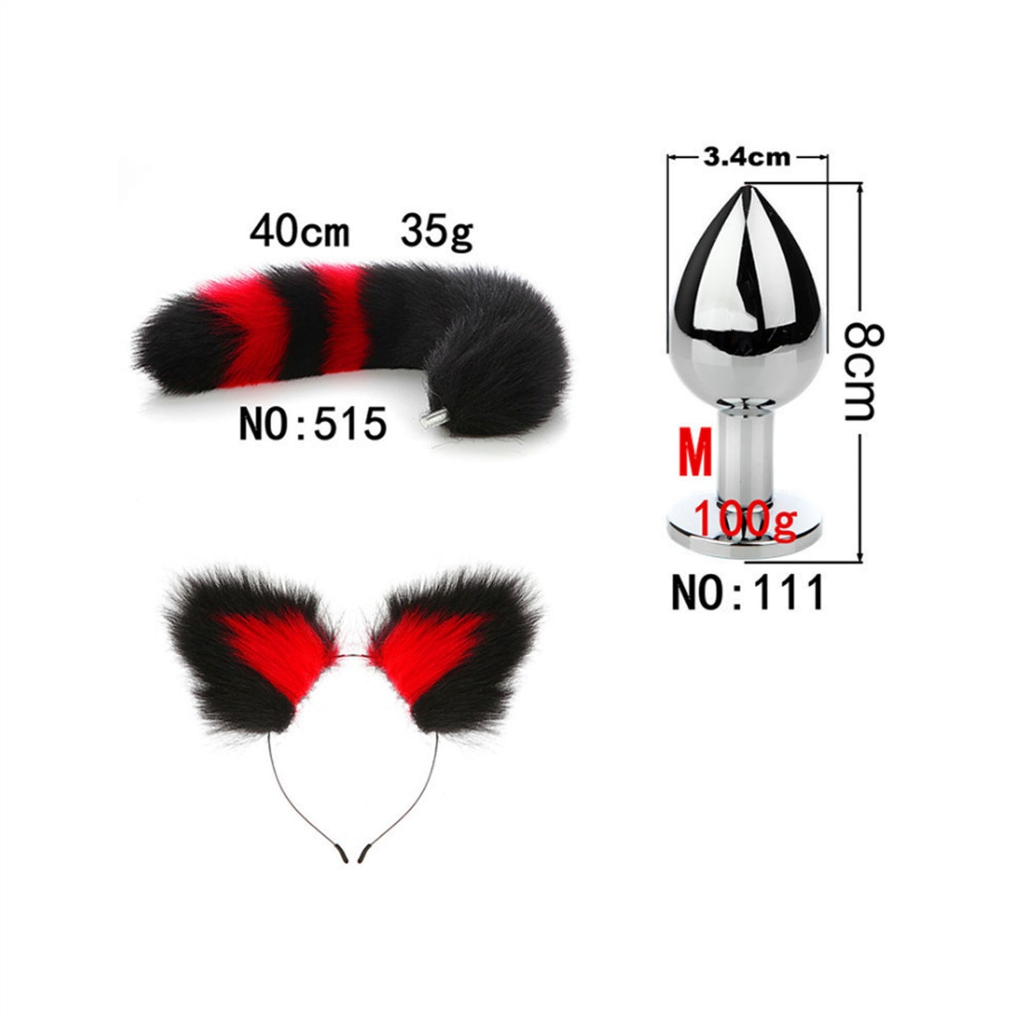 Faux fox tail anal plug ear hairpin set cosplay ad