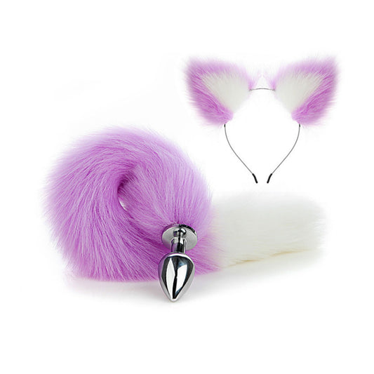 Faux fox tail anal plug ear hairpin set cosplay ad