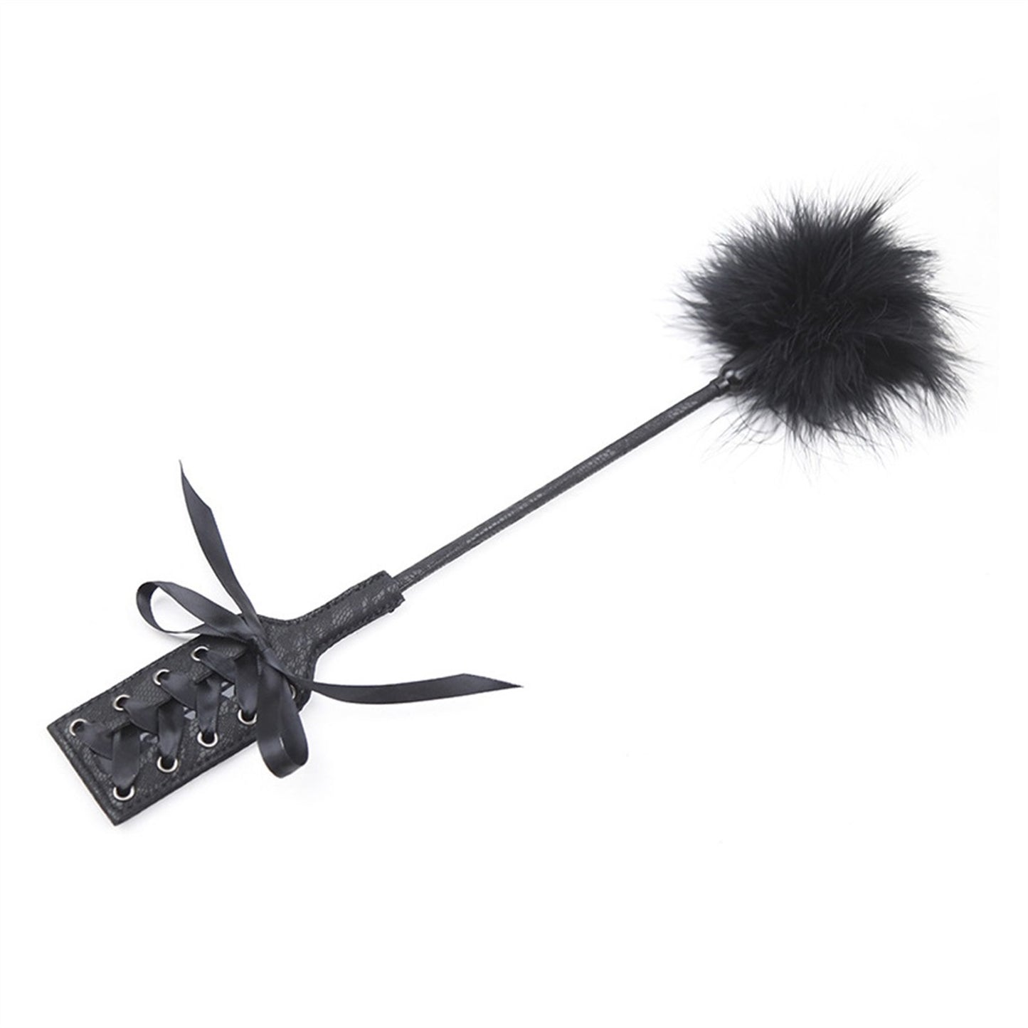 Black Feather Lace Tease Stick Horse Crop Stick Co