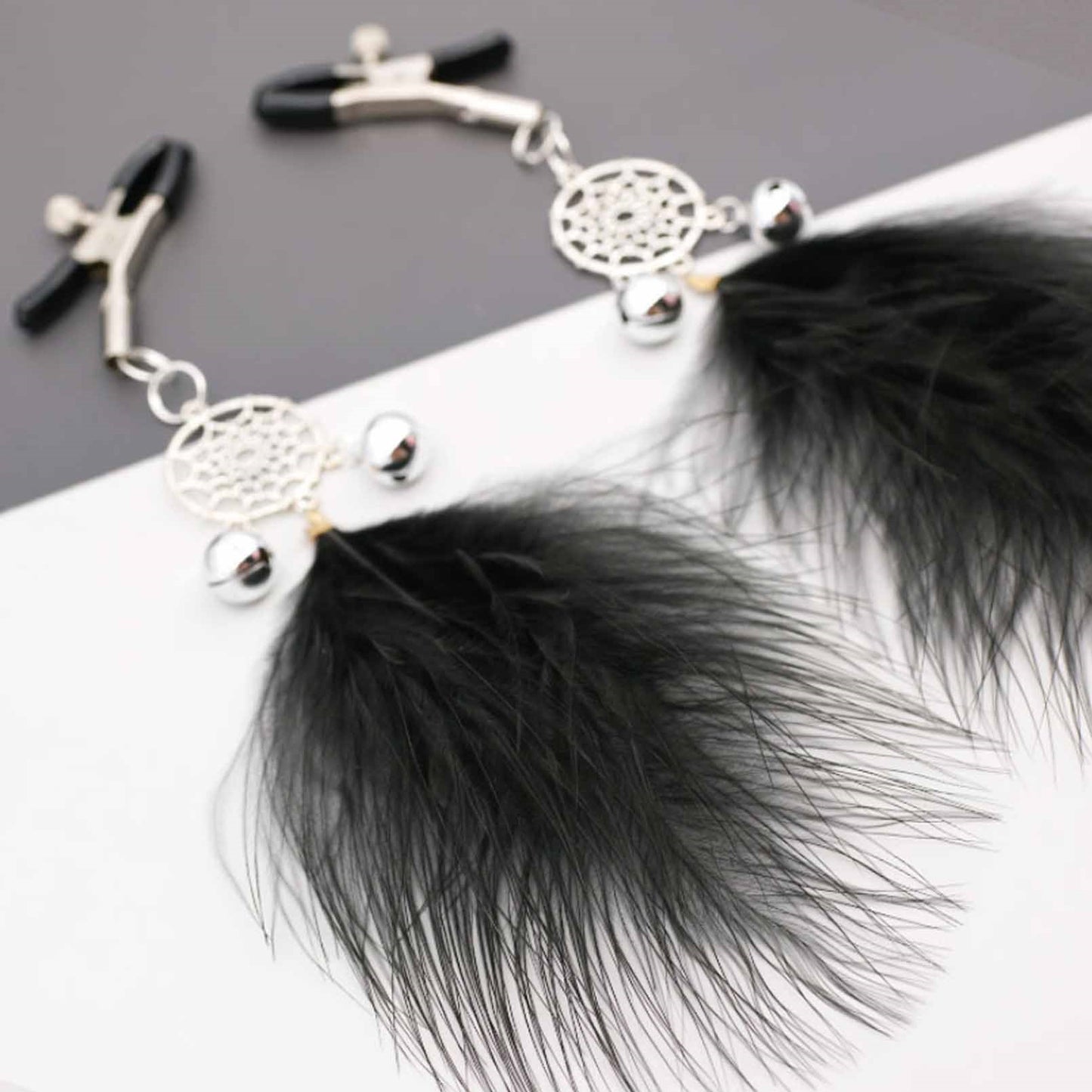 1 Pairs feather Nipples Ring Bells Dangle Nipples 