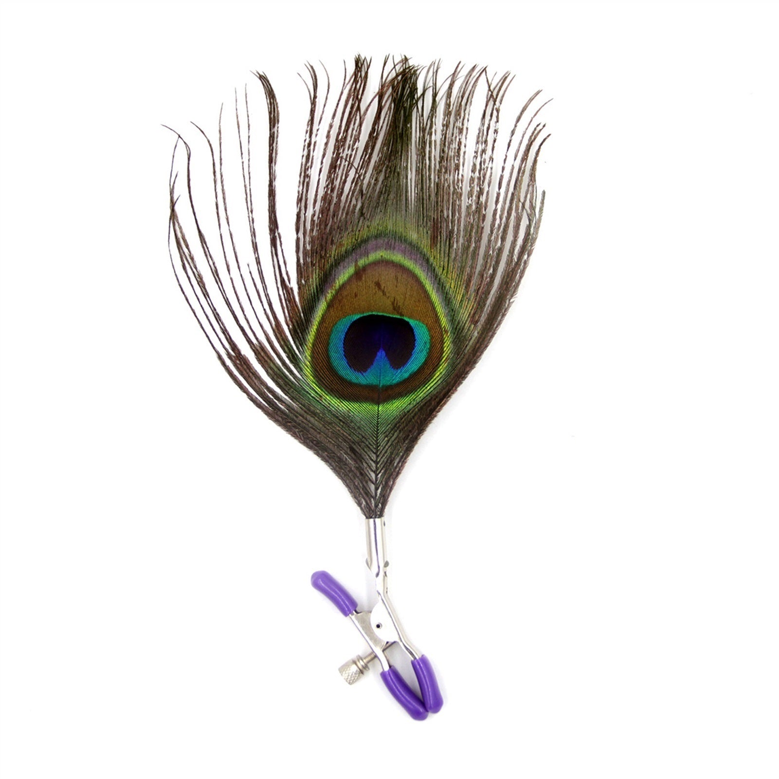 Adult Toy Metal Nipple Clamps With Peacock Feather