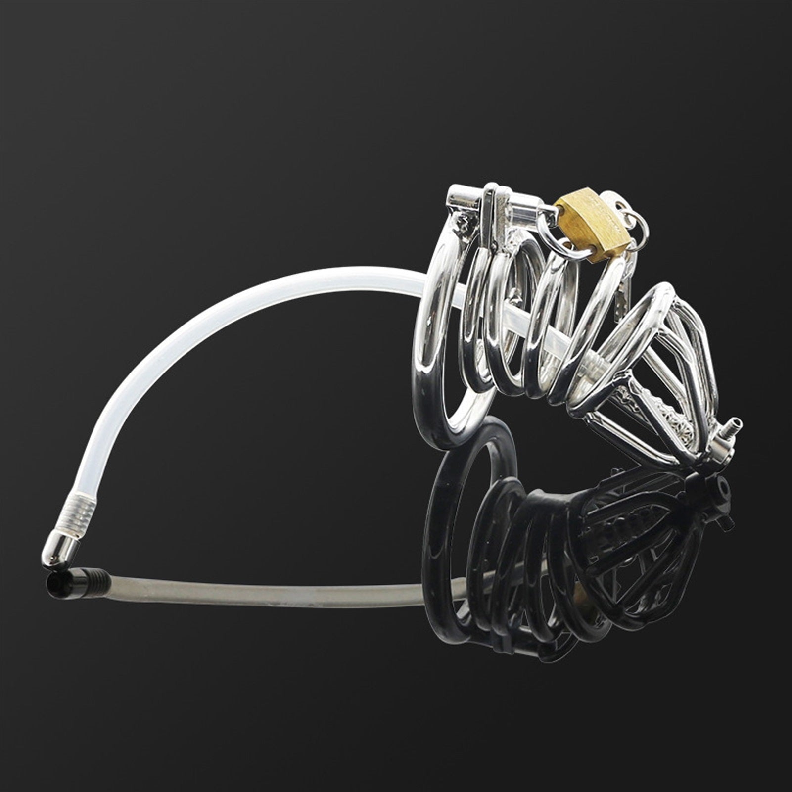 Stainless Steel Cage Metal Urethral Chastity Lock 