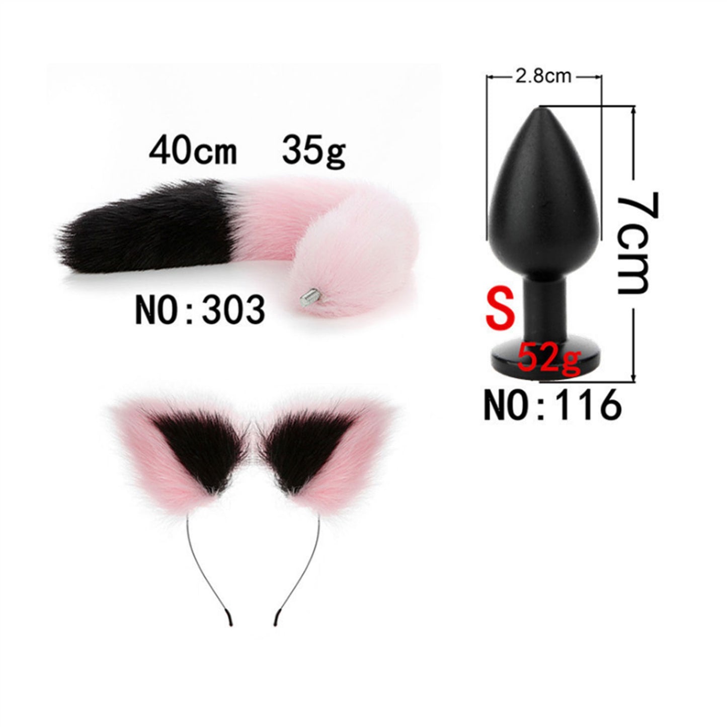 Faux fox tail anal plug ear hairpin set cosplay ad