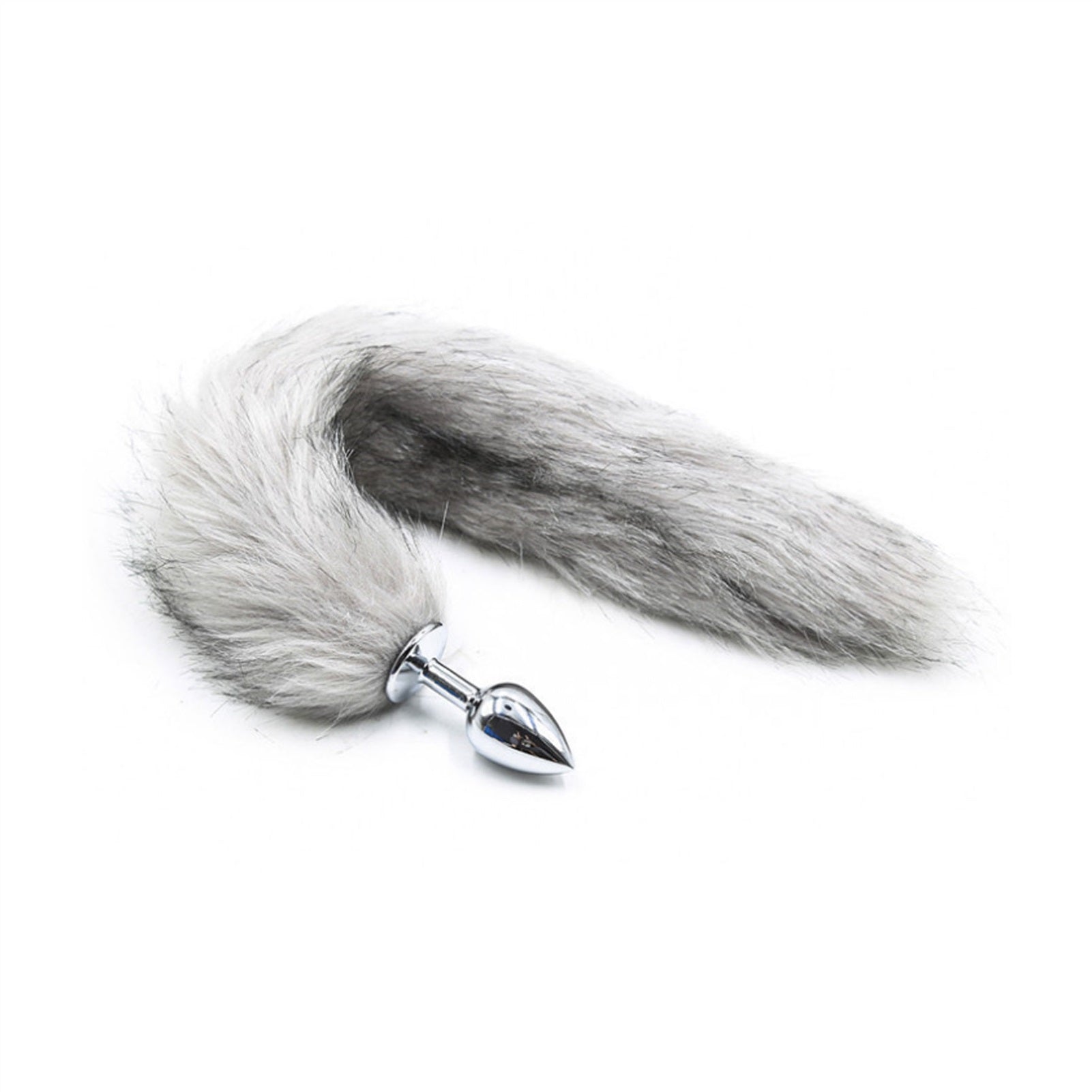 Light Gray Artificial Fur Stainless Steel Crystal 