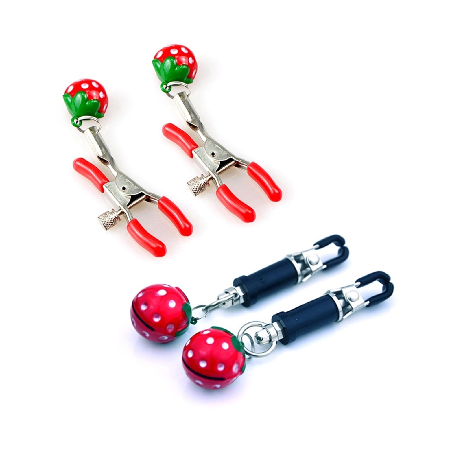 Strawberry Suit Nipple Clamps With Strawberry Bell