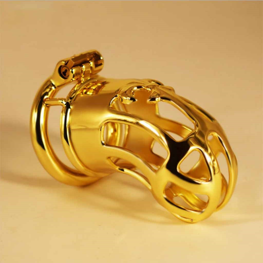 Golden penis cage stainless steel lengthened male 