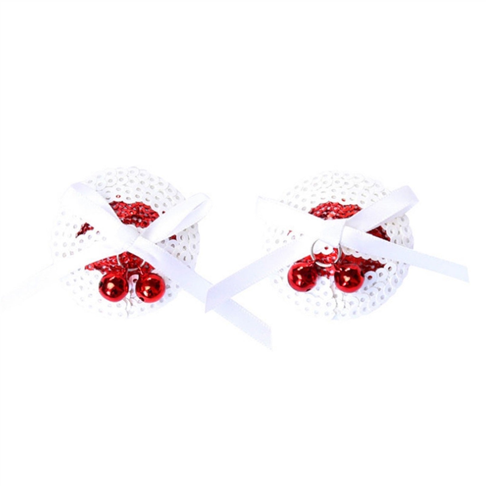 Red Bells And White Bows Round Milk Stickers Nippl