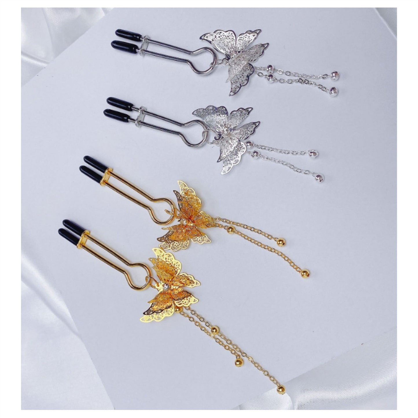 Butterfly Tassel Metal Clip Nipple Clamps With Scr