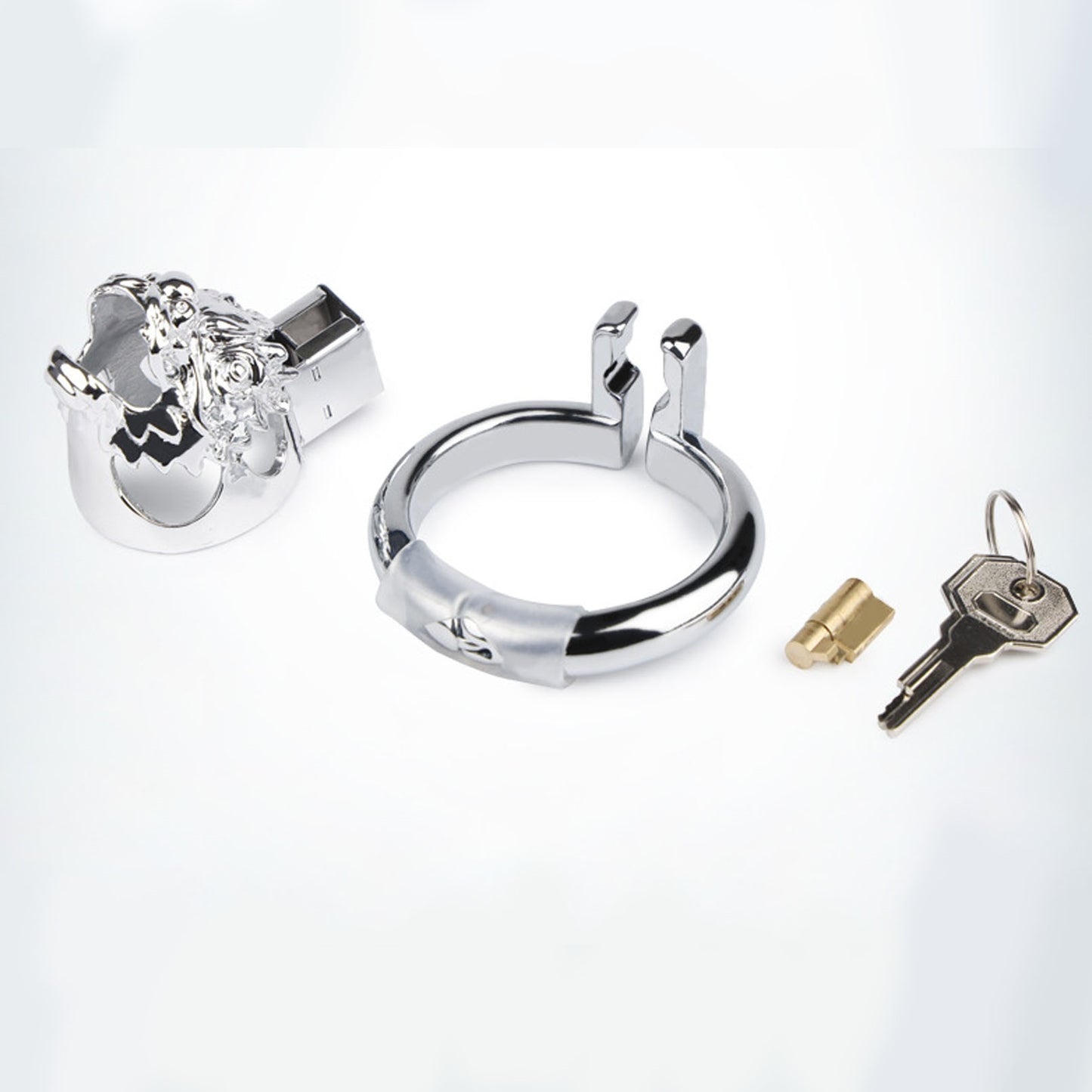 Stainless  Dragon's  Chastity lockHeed Cage Ring D