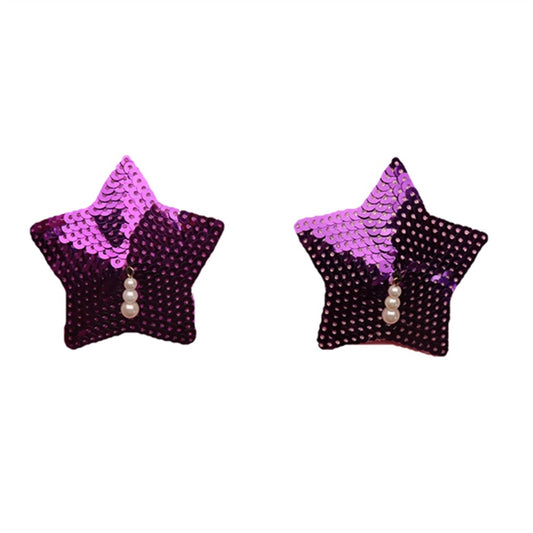 Fashion Purple Five-pointed Star Sequined Pearl Pe