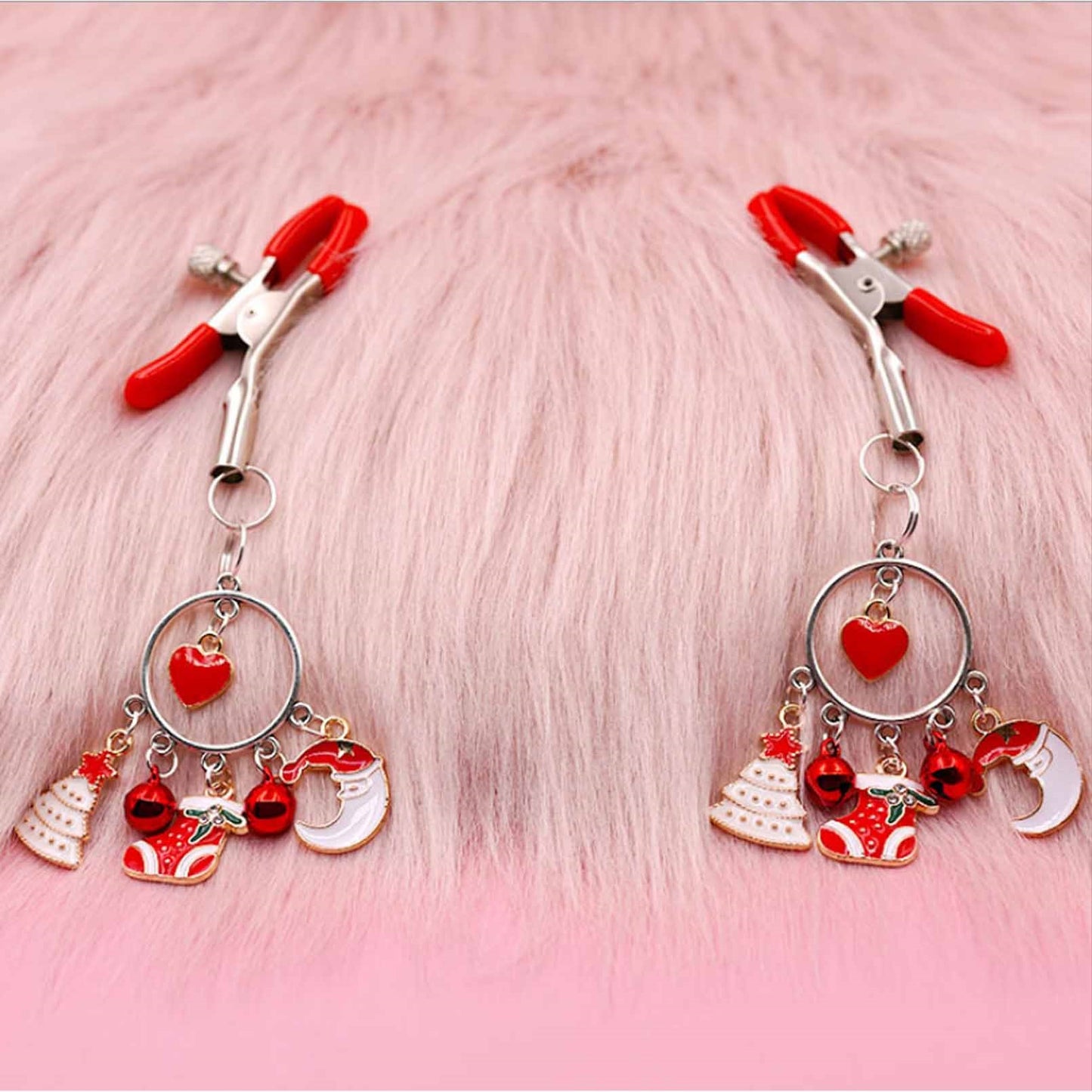 Women Nipplerings Piercing Steel 4 Pc Red Bow Chri