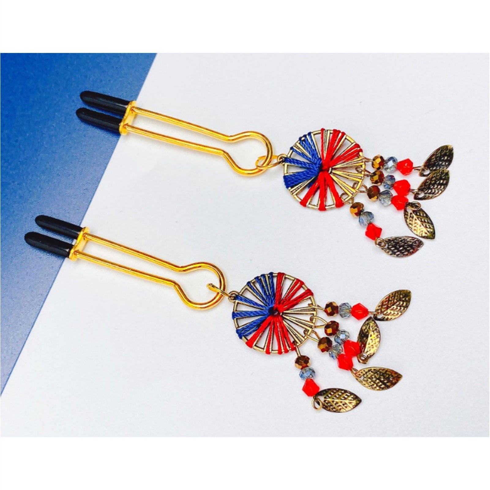 Tassel Leaves Metal Tassels Pendant Nipple Clamps 