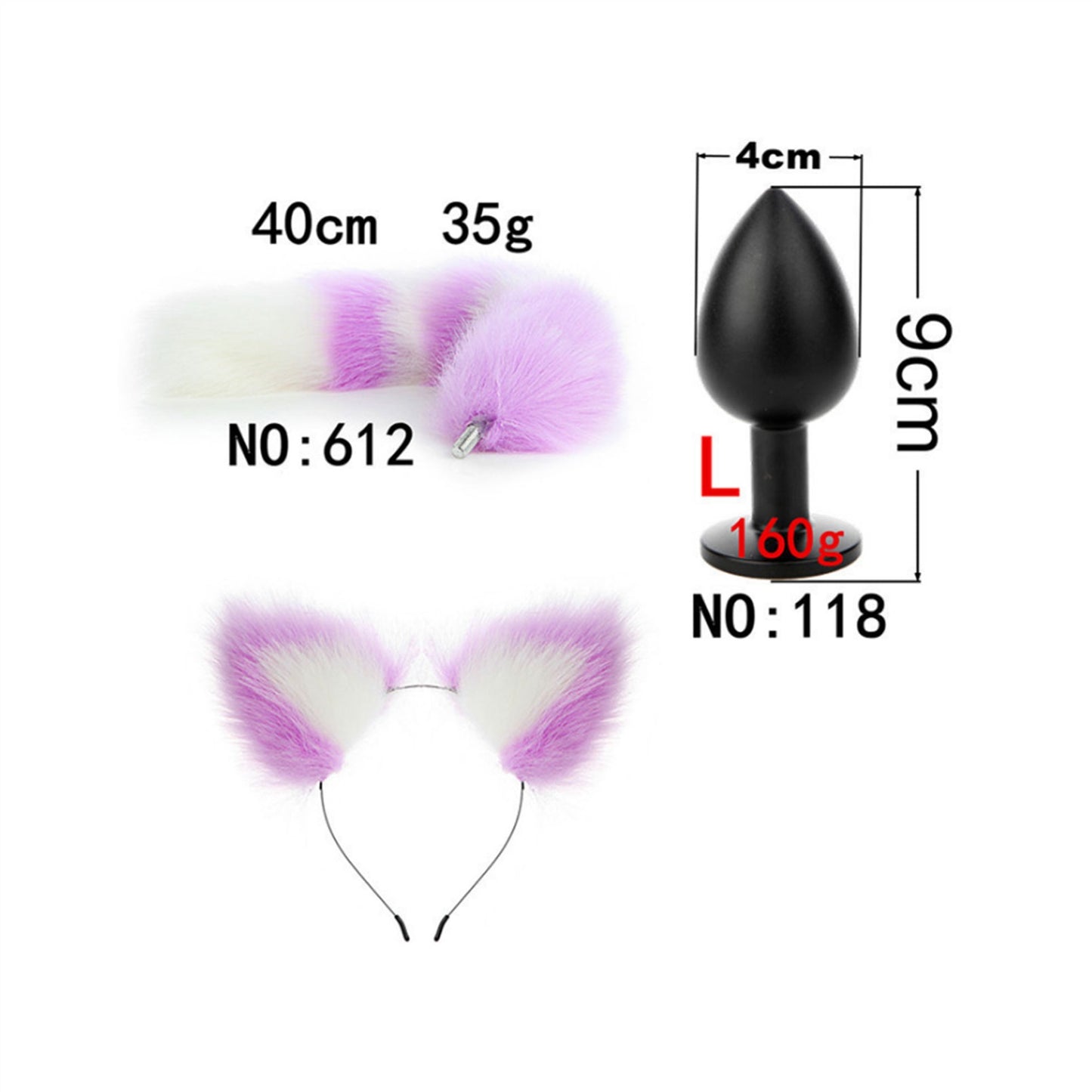 Removable Imitation Fox Tail Cat Ear Shell Two-pie